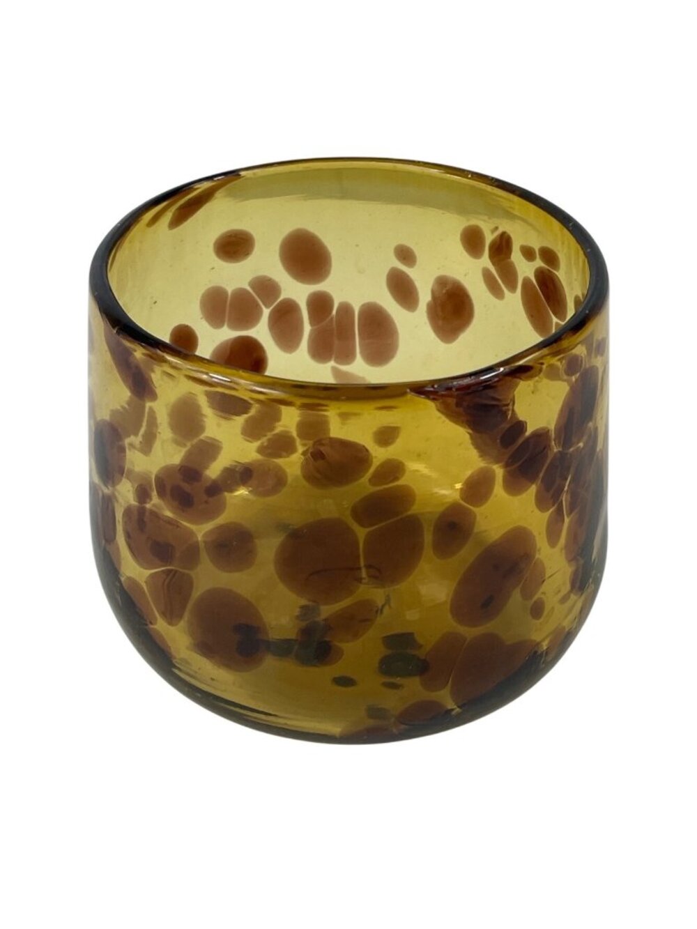 Vintage Amber Glass Tumbler With Brown Speckled Design